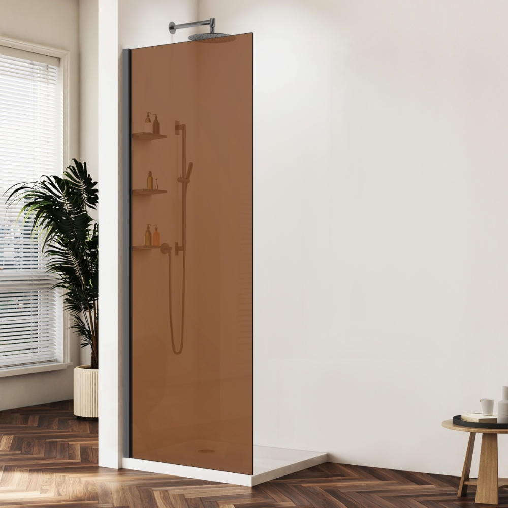 Душевая перегородка Vincea Walk-In Вороненая сталь / Янтарное