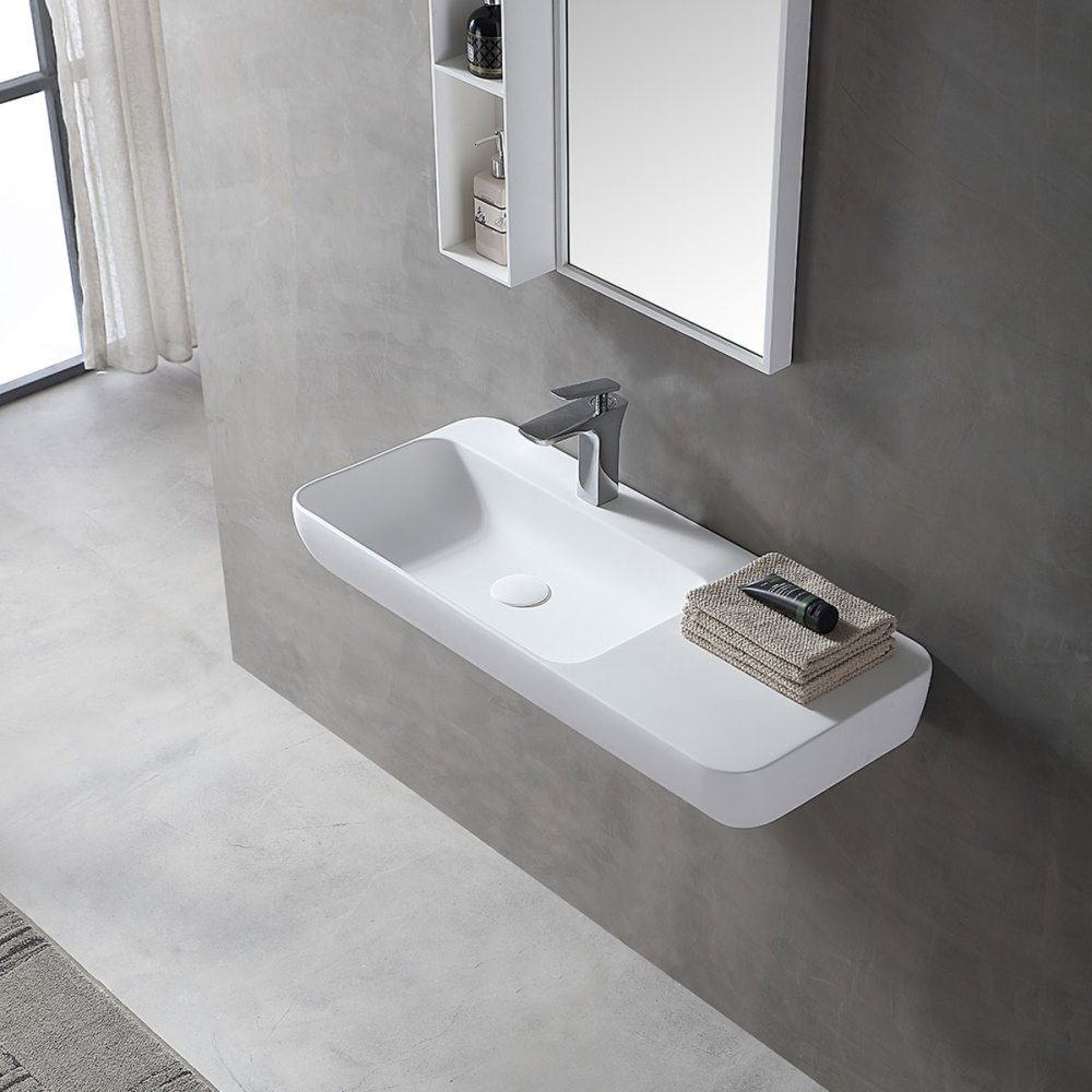 Раковина подвесная Vincea Solid Surface 90 Белый матовый